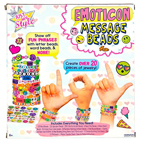 Just My Style Emoticon Message Beads by Horizon Group,DIY 20+ Jewelry Projects Using Symbols & Emoticons.Kit includes Word Beads,Alphabet Beads,Accent Beads,Star & Heart Shaped Beads,ABC Beads & More - style: Emoticon