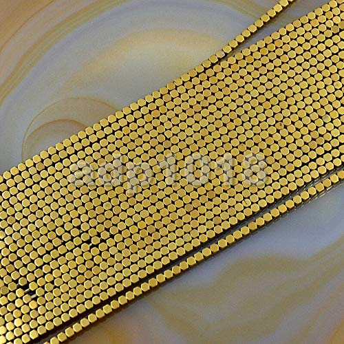 AD Beads Natural Hematite Gemstone Faceted Square Cube Loose Beads 16" 2x2mm 4x4mm (4x4mm, Metallic Gold) - color: Metallic Gold, size: 4x4mm