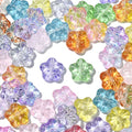KitBeads 100pcs Random Glass Flower Beads Transparent Lampwork Floral Beads 5-Petal Colorful Hibiscus Beads for Jewelry Making Bracelets Bulk