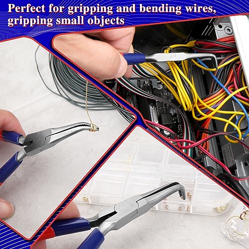 Bent Needle Nose Pliers With Serrated Jaw Mini Bent Nose Pliers With Comfort Grip Handles For Bending Wire Gripping - style: Bent Needle Nose Pliers