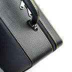 Oirlv Black Leather Jewelry Box Handmade Travel Jewelry Organizer Storage Case Holder For Girl Lady Earring,Ring,Necklace,Pendant,Watch,Bracelet.(3 layers) - color: Black