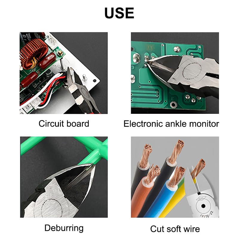 6-inch Wire Cutters, Carbon Steel Flush Diagonal Cutters Side Pliers with Non-Slip Grip Handle, Snips Wire Tool for Crafting, Jewelry Making, Electrical and Precision Cutting Needs