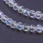 About 900Pcs Faceted Round Transparent Glass Bead Strands, Clear AB Crystal Loose Beads, Jewelry Making Charm Bulk for Necklace Bracelet Earring Making and DIY Crafting, 4mm