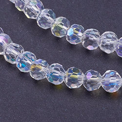 About 900Pcs Faceted Round Transparent Glass Bead Strands, Clear AB Crystal Loose Beads, Jewelry Making Charm Bulk for Necklace Bracelet Earring Making and DIY Crafting, 4mm