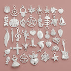 RUBYCA 40Pcs Wholesale Lot Tibetan Mix Pendant Charm White Silver Plated Metal Jewelry Making Mix7 - color: Mix 7, size: 40 PCS