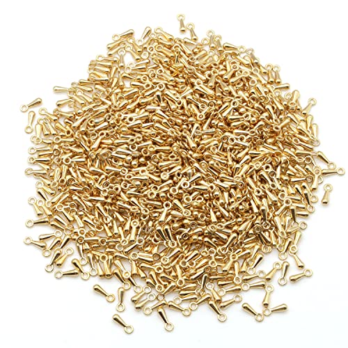 2000 Pieces Extender Chain Extended Extension Chains Tails Clasp Terminators Ends Beads Connector for Crafting (1000pcs Gold and 1000pcs Silver)