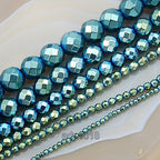 AD Beads Natural Faceted & Smooth Metallic Hematite Round Gemstone Loose Beads 16" 2mm 3mm 4mm 6mm 8mm 10mm (6mm, Metallic Green Yellow (Faceted)) - color: Metallic Green Yellow (Faceted), size: 6mm