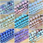 AD Beads Beautiful Natural Matte Gemstone Round Spacer Loose Beads 4-12mm (6mm, 07 Matte Purple Jasper) - color: 07 Matte Purple Jasper, size: 6mm