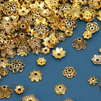 FEBSNOW Spacer Beads Caps, About 160Pcs Antique Gold Flower Beads Caps Bali Style Jewelry Making Metal Bead Caps for DIY Bracelet Necklace Earrings Making - color: Ancient Gold