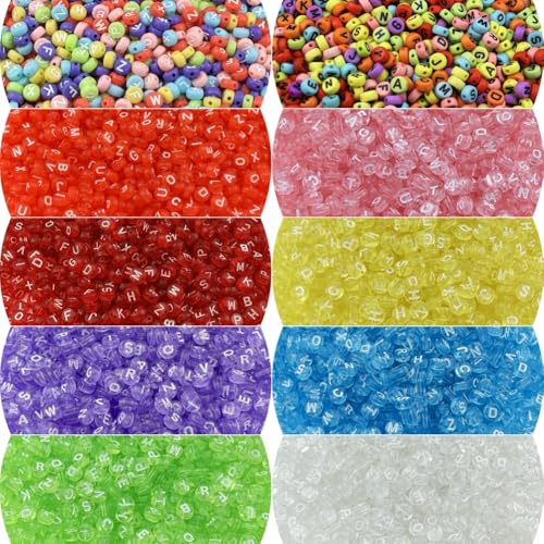 1000pcs Round Letter Beads 4x7mm Acrylic Alphabet Beads Spacer Beads for Jewelry Making Bracelets Necklace Earring Key Chains DIY Craft(L-White Letter Black Bead) - color: L-White Letter Black Bead