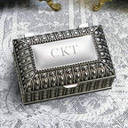 Personalized Silver Plated Rectangular Jewelry Box with Beaded Antique Design | Engraved Gift for Men and Women | Custom Jewelry Box for You and your Loved Ones | Personalized Gift Box