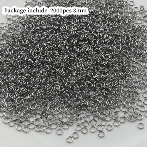 2000pcs 3mm Stainless Steel Jump Rings Connector O Rings Accessories for Bracelet Necklace Earrings Lanyard Keychain DIY Craft Jewelry Making Supplies - size: 3mm