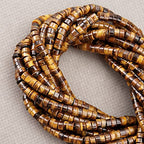 BONNY BOXX 150PCs Natural Classic Tiger Eye Spacer Beads, Loose Semi Precious Flat Round Gemstone Heishi Disc Stone Beads for Beading Jewelry Making 4mm*2mm - color: Classic Tiger Eye, size: 4MM*2MM