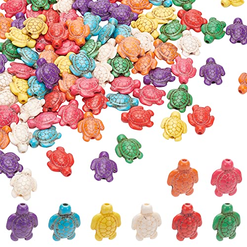 NBEADS About 88 Pcs Turtle Beads, Tortoise Turquoise Bead Strands 4 Strands Turtle Charms Gemstone Stone Spacer Beads for Jewelry Making DIY Bracelet Necklace, Mixed Color - color: Turtle Mixed Color 88 Pcs