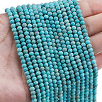 BEADIA Natural Blue Turquoise Beads 4x2mm 120pcs Faceted Rondelle Loose Semi Gemstone Beads for Jewelry Making Design - color: Blue Turquoise