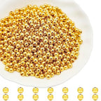 1500Pcs 3.2mm Metal Spacer Beads Metallic Plated Beads Round Beads Smooth Round Loose Beads Crimp Stopper Beads, Bracelet Making Clamp End Stopper Spacer Beads for Jewelry Making（Gold） - color: Gold, size: 3.2mm