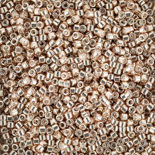 Miyuki Delica Seed Beads – Size 11/0 (1.6 mm), DB0433, Galvanized Champagne, 7.2 g, Approx. 1440 Beads, Made in Japan - color: DB0433 - Galvanized Champagne