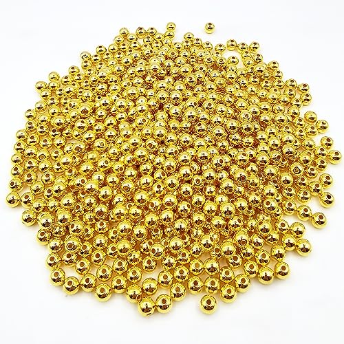 Amaney 500pcs 6mm Smooth Round Beads Gold Spacer Loose Ball Beads for Bracelet Jewelry Making Craft - color: Gold-6mm, size: 6mm