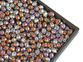 100 pcs Fire Polished Faceted Beads Round 4 mm, Jet Mix Heavy Metal, Czech Glass - color: Jet Mix Heavy Metal