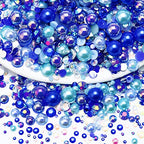 60g Mixed Pearls and Rhinestones, Flatback Rhinestones & Pearls for Crafts, Tumblers, Shoes, Nails, Face Art, 2mm-10mm Mixed Sizes, Blue|Green|White - color: Ocean Princess Blend | Mix Blue | Green | White