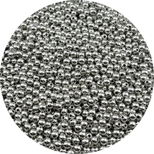 1300pcs Silver Plated Round Beads for Craft 5mm Smooth Round Ball Spacer Beads for Jewelry Making DIY Necklaces Bracelets Earrings Decoration - color: Silver, size: 5mm