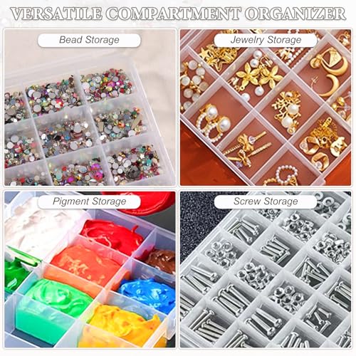 SUTOKAKA 1Pc 42 Grids Clear Plastic Jewelry Organizer Box Large Bead Storage Container with Non-Adjustable Dividers Small Parts Compartment Organizer for Washi Tapes Crafts Screws Sewing Threads - size: 42