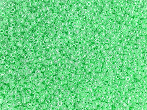 Large Czech Glass Seed Beads Size:6/0 40 gr / 1.4 oz… (Mint Green-Pearl) - color: Mint Green-Pearl