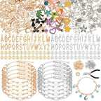 Charm Bracelet Making Kit for Adults & Teens, 477Pcs DIY Charm Bracelet Set with Gold & Silver Charms, Paperclip Chain Bracelets, Alphabet Charms, Complete Jewelry Making Supplies for Crafting