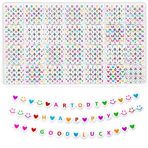 ARTDOT 1400 Pieces Letter Beads for Friendship Bracelets Making Kit, 28 Styles Assortment Jewelry Making Supplies Alphabet Beads Set with Cases Preppy Crafts - color: Multicolor Letter White Bead