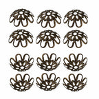 500PCS 10mm Gold Tone Flower Bead Caps Hollow Flower Bead Caps for Jewelry Making (Antique Bronze) - color: antique bronze