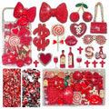Red Junk Case Charms Kit, Junks Phone Cases With Rhinestone Accessories And Full Diamond Bow Bag Lollipop Cherry Dollar Sign Resin Kits With DIY Phones Decorations