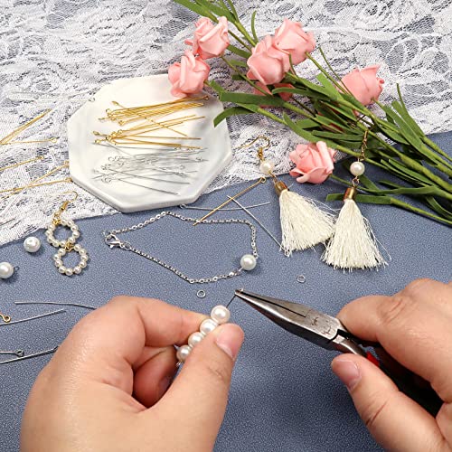 TOAOB 200pcs Eye Pins 2 Inch Brass Findings Gold Silver Open Head Pins for DIY Crafts Necklaces Bracelets Earrings Jewelry Making - size: 50mm
