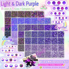 qiipii 8 Color 2-6mm Purple Jelly Resin Rhinestones w B7000 Jewelry Glue for Bedazzling Crafting Flatback Stones Gems Diamonds for Nails Face Eyes Makeup Tumblers Bottles Crafts Clothes Shoes Phones - color: Light / Dark / Peacock Purple Series Rhinestone