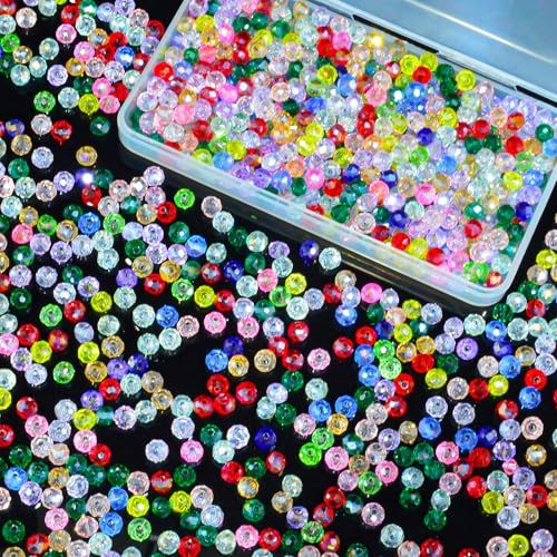 500Pcs 6mm Colors Random Crystal Glass Beads for Jewelry Making Beads for Bracelets Necklace Pendants Making Supplies(Mixed Colors) - color: Mixed Colors, size: 6mm 500pcs