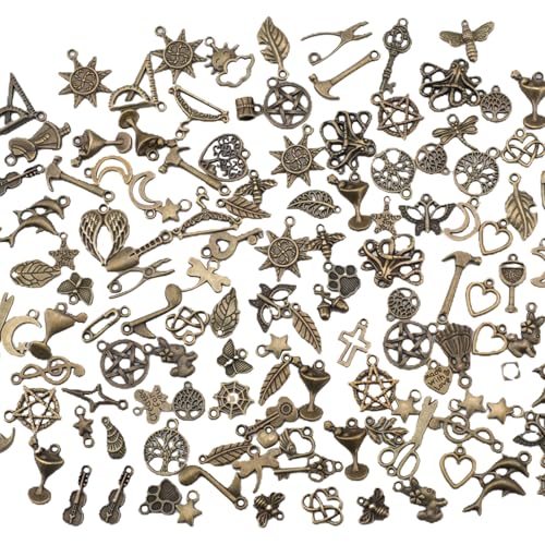 150pcs Vintage Charms Bulk,Antique Bronze Charms Alloy Pendant Charms Jewelry Making Supplies for Necklace Bracelet Earring(Random style)