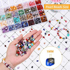 Crystal Chips Beads for Ring Making, 28 Colors Gemstone Beads for Jewelry Making, Crystal Ring Making Kit with Plastic Box for Jewelry Ring, Bracelets, Earring Making Supplies