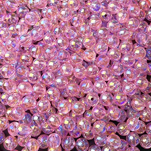300 Pcs 8mm Acrylic Round Beads AB Colors Round Spacer Beads for Earring Bracelet Necklace Key Chains Jewelry DIY Craft Making(Pink AB) - color: Pink AB, size: 8mm