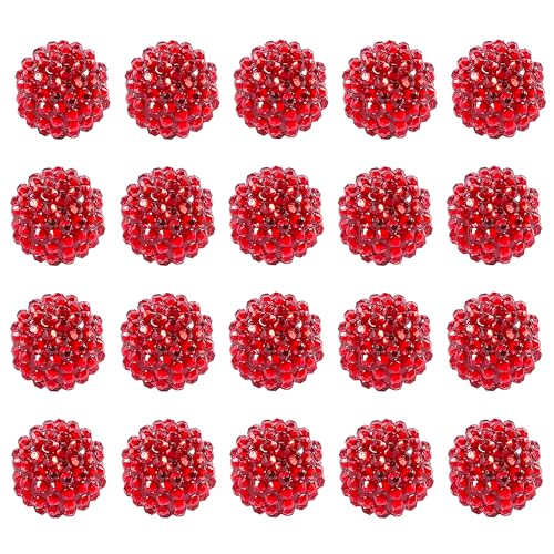 20mm Rhinestone Beads for Pens, 20pcs Chunky Large Spacer Bead for DIY Pens Phone Chain Keychain Candy Sparkle Bling Ball Beads Bulk(Red) - color: AB Red 20MM 20PCS, size: 20MM