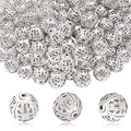 TOAOB 100pcs 10mm Silver Plated Filigree Hollow Ball Beads Round Metal Loose Spacer Beads for DIY Crafts Bracelets Necklaces Earrings Jewelry Making - color: Silver, size: 10mm