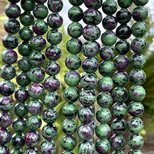 ABCGEMS Tanzania Darkest Ruby in Zoisite Beads - AAA (Occasional Red Ruby Inclusions & Intense Green Zoisite) Healing Energy DIY Jewelry Making Smooth Round 10mm - color: Ruby Zoisite (From Tanzania)