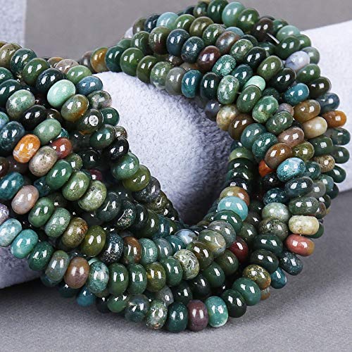 ICAI Beads 5x8mm Natural (India Agate, 5x8) Beads Rondelle Spacer Loose Beads for Jewelry Making DIY Crafts Design 1 Strand 15" APPR - color: India Agate, size: 5x8
