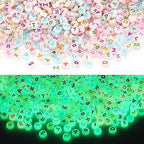 1900pcs Letter Beads, DECYOOL Glow in The Dark Letter Beads, Acrylic Alphabet Beads, with 1 Roll Elastic String for Bracelet Necklace Jewelry Making Supplie - color: reflective