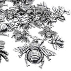 100g (30-60pcs) Antique Silver Mixed Honey Bee Charm Pendants Alloy Bee Pendant Flying Insect Charms Craft Supplies for DIY Necklace Bracelet Jewelry Making - style: Silver Bee Charms