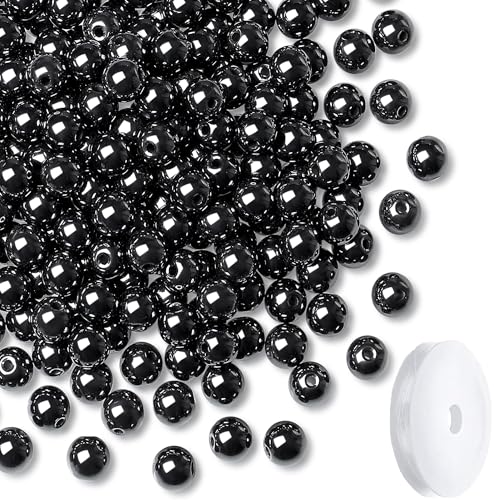 Natural Black Hematite Beads 100Pcs 8mm Crystal Beads Round Stone Loose DIY Smooth Bead for Bracelet Necklace Earrings Making - color: B-Black Hematite, size: 100pcs