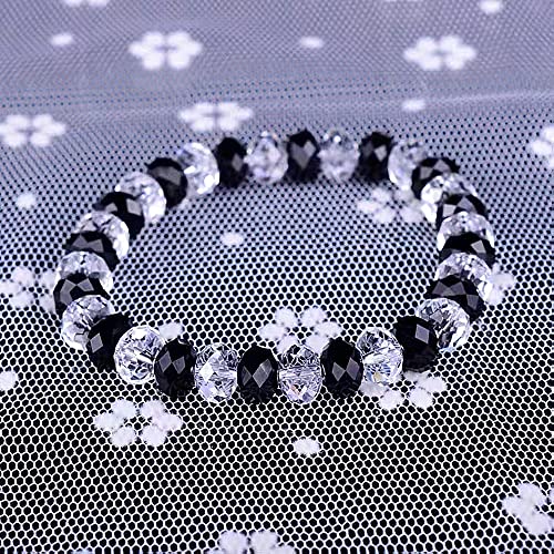 Jmassyang 8mm Briolette Rondelle Faceted Crystal Glass Beads for Jewelry Making Bracelets Necklaces Earrings (Black, 250pcs) - color: Black, size: 6x8mm