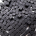 Letter Beads 800pcs Pure Black Matte Letter Cube Beads for DIY Necklace Bracelet (6mm)