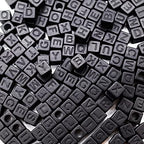 Letter Beads 800pcs Pure Black Matte Letter Cube Beads for DIY Necklace Bracelet (6mm)