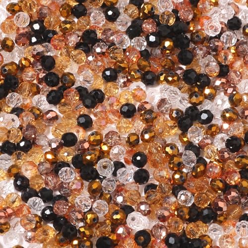 Songxi 500pcs 4mm Gold Glass Beads for Jewelry Making, 5 Style 3 Size Crystal Beads for Bracelets Jewelry Making, Spacer Beads for Keychain Making Necklace Earring DIY Arts and Crafts - color: Gold, size: 4mm