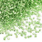 uxcell 1400Pcs Glass Bugle Beads, 1.5x1.5mm Tube Mini Loose Glass Seed Spacer Bead for DIY Earrings Necklaces Bracelets Jewelry Making (Silver-Light Green) - color: Silver-Light Green, size: 1.5x1.5mm