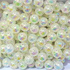Mixed Lots Shiny AB Color Acrylic Crackle Bead DIY Beading Hairband Bracelets Necklace Craft Embelishment (White-Crackle#AB Color) - color: White-Crackle#AB Color